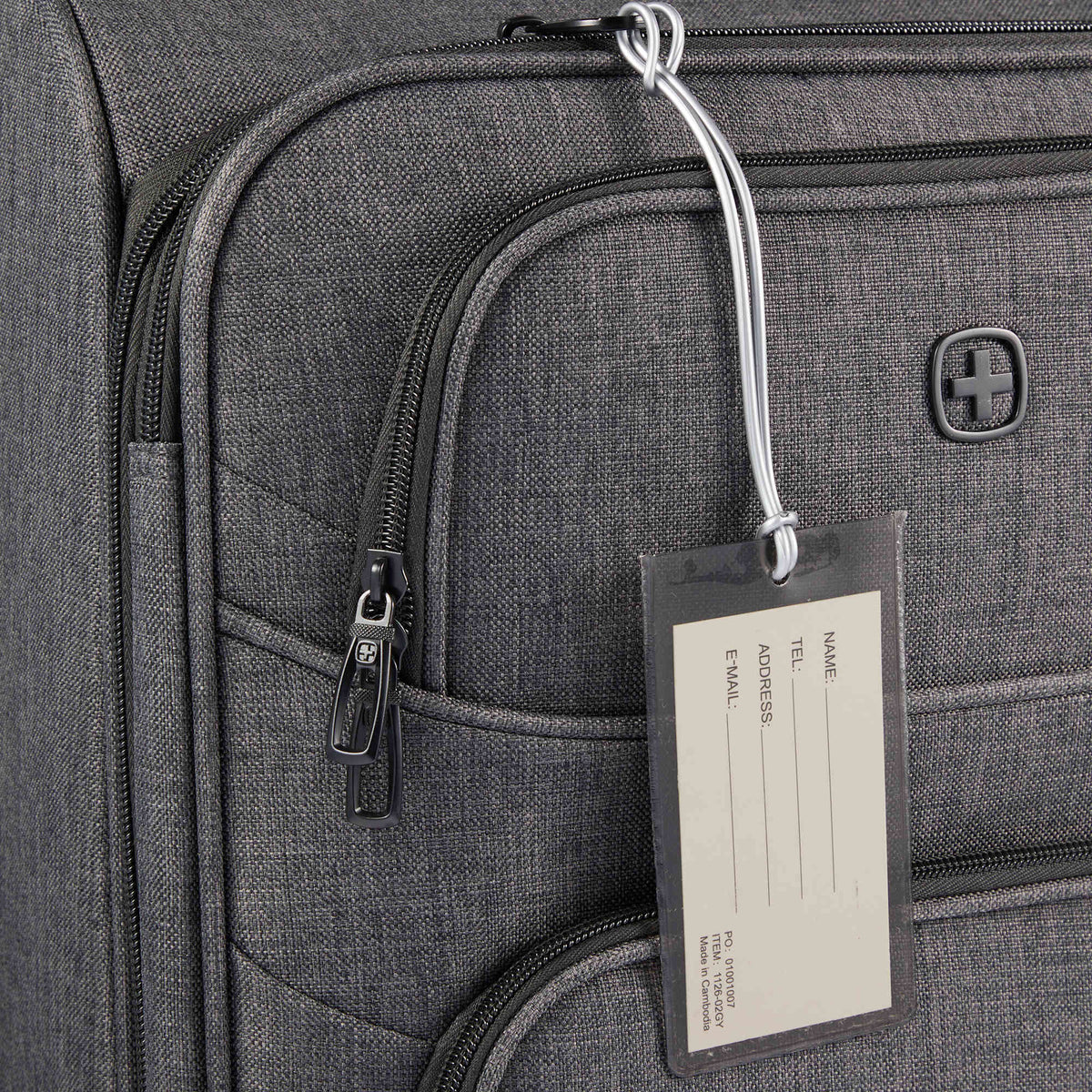 Jelly Luggage Tag in Clear PVC - Gray - Detail