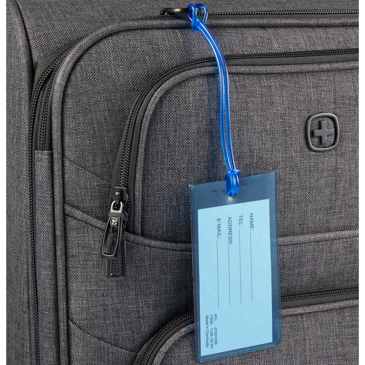 Jelly Luggage Tag in Clear PVC - Navy - Detail