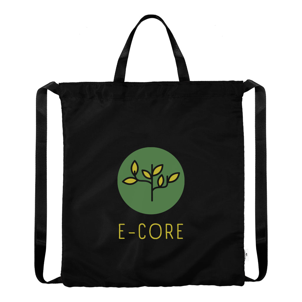 Joel Drawstring Tote Bag in Recycled PET - Black - Colorbrite