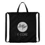 Joel Drawstring Tote Bag in Recycled PET - Black - Silk Screen