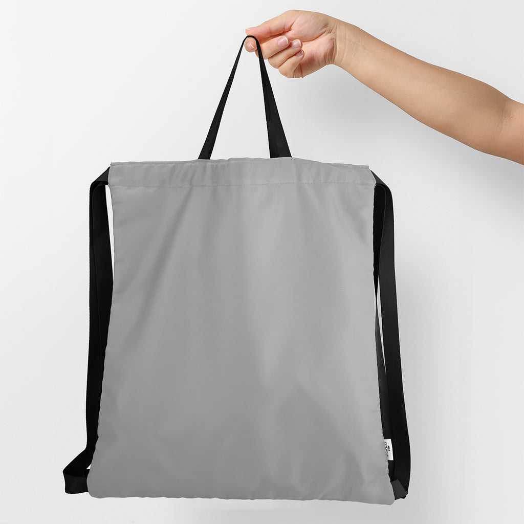 Joel Drawstring Tote Bag in Recycled PET - Gray - Handle