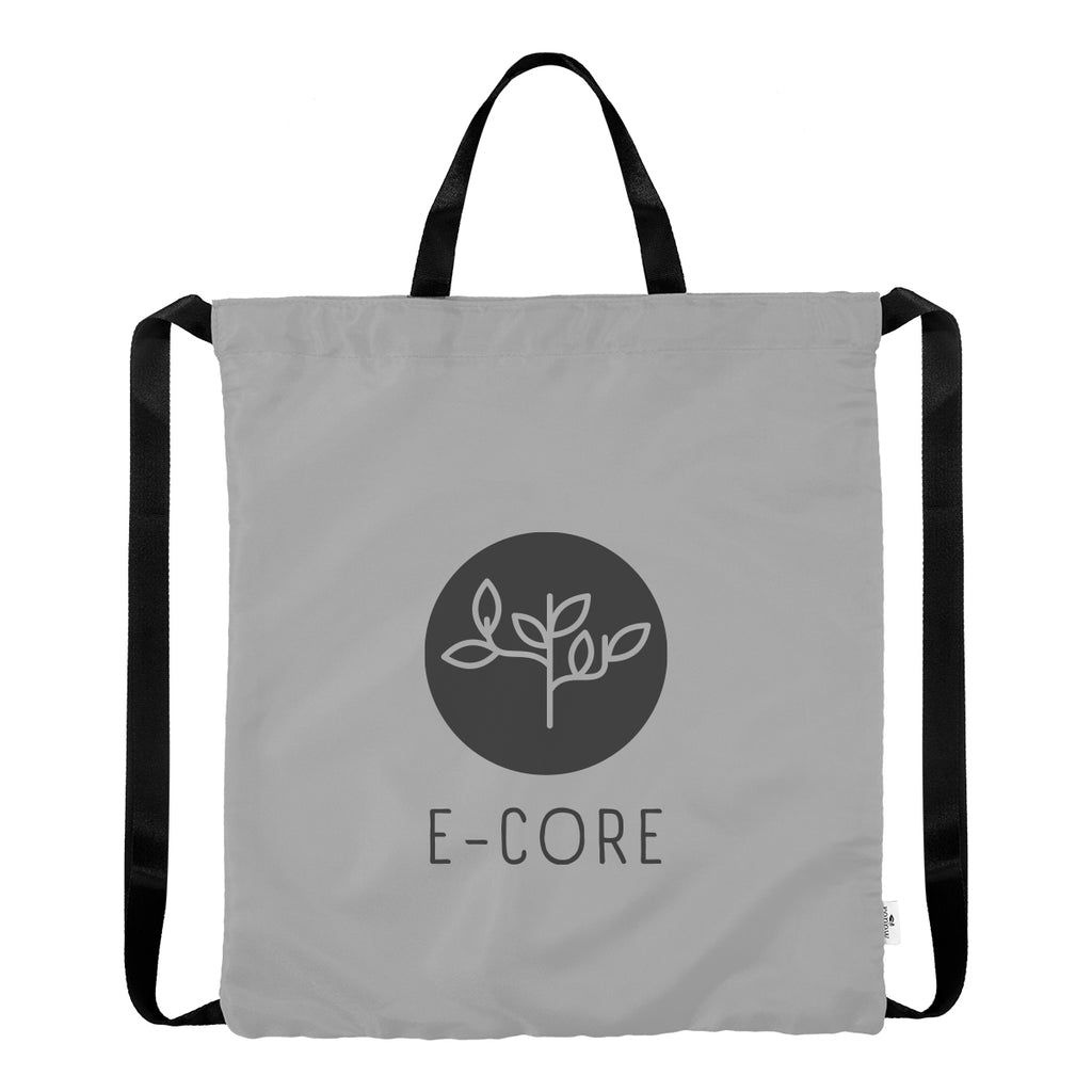 Joel Drawstring Tote Bag in Recycled PET - Gray - Silk Screen