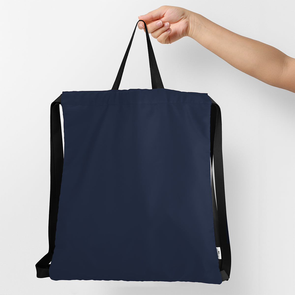 Joel Drawstring Tote Bag in Recycled PET - Navy - Handle