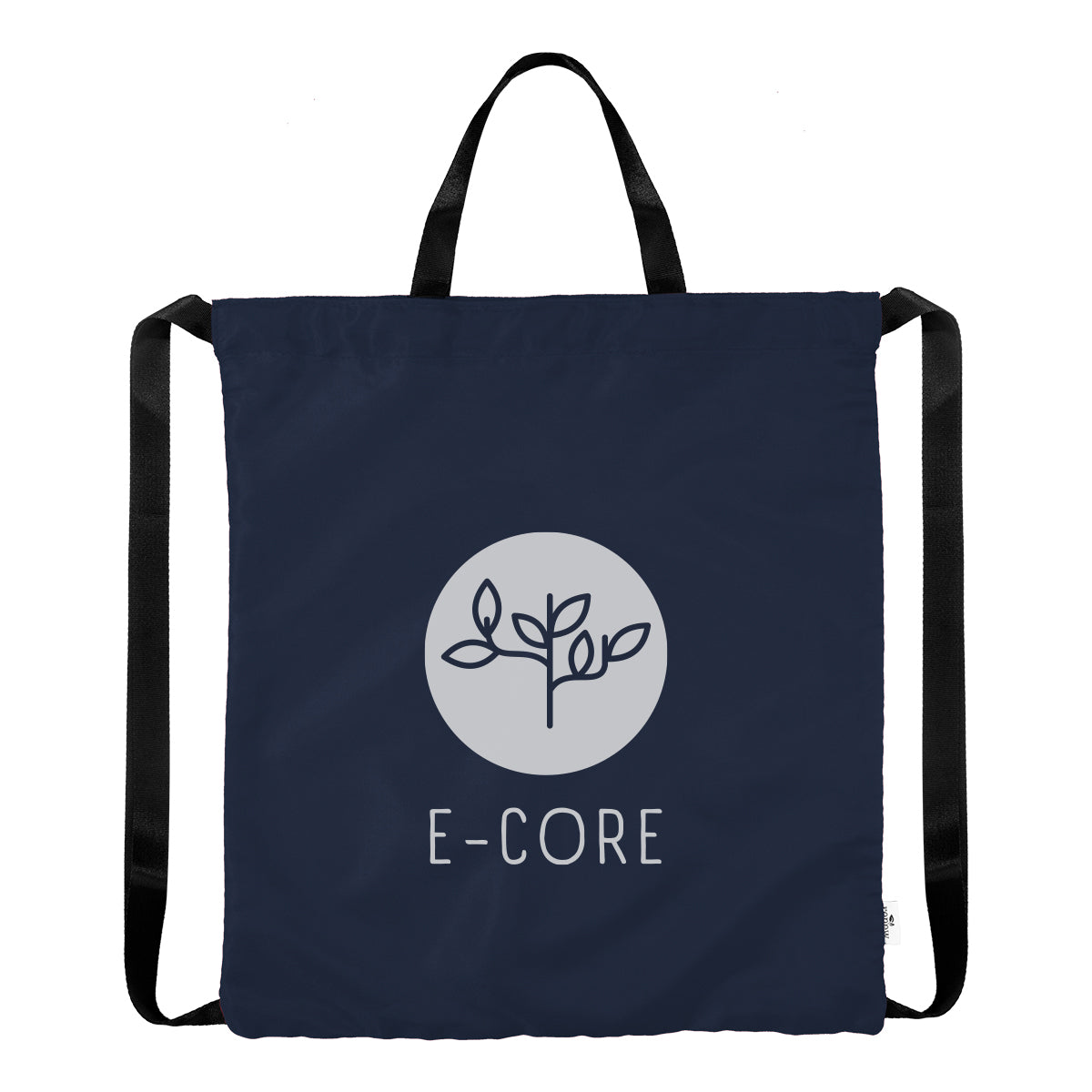 Joel Drawstring Tote Bag in Recycled PET - Navy - Silk Screen