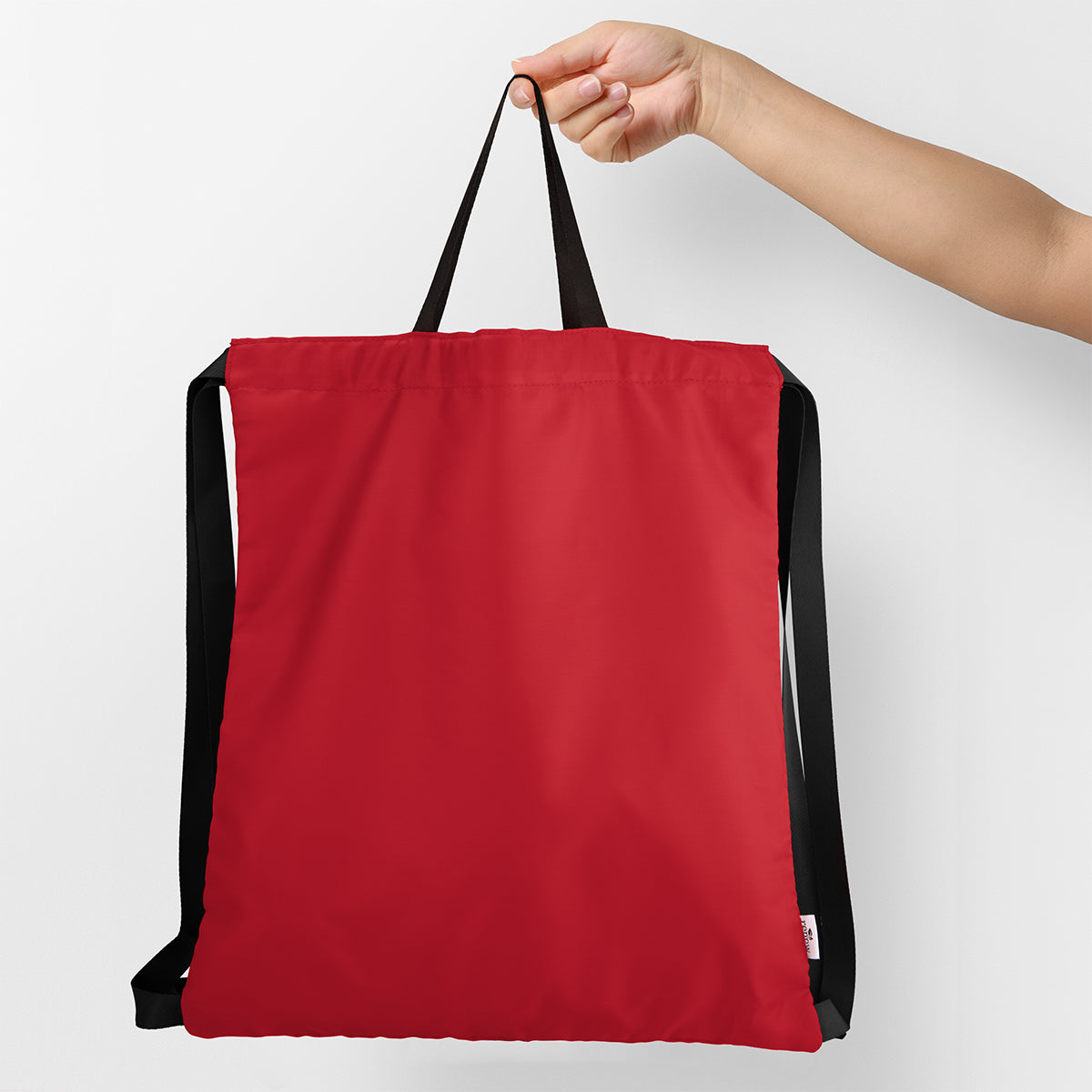 Joel Drawstring Tote Bag in Recycled PET - Red - Handle