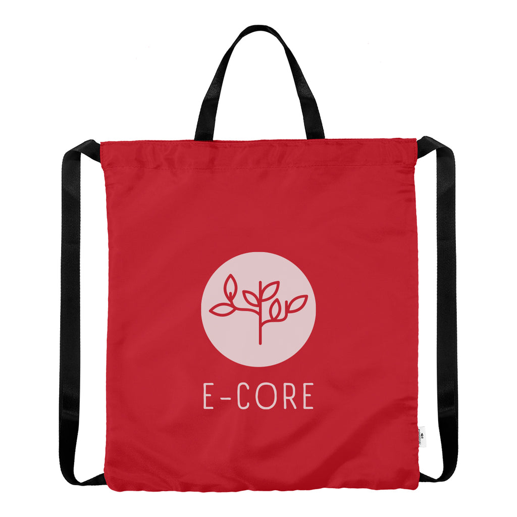 Joel Drawstring Tote Bag in Recycled PET - Red - Silk Screen