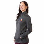 Joris Recycled Waterproof Softshell Jacket for Women Transfer - Heather Dark Charcoal - Left Angle On Model 2