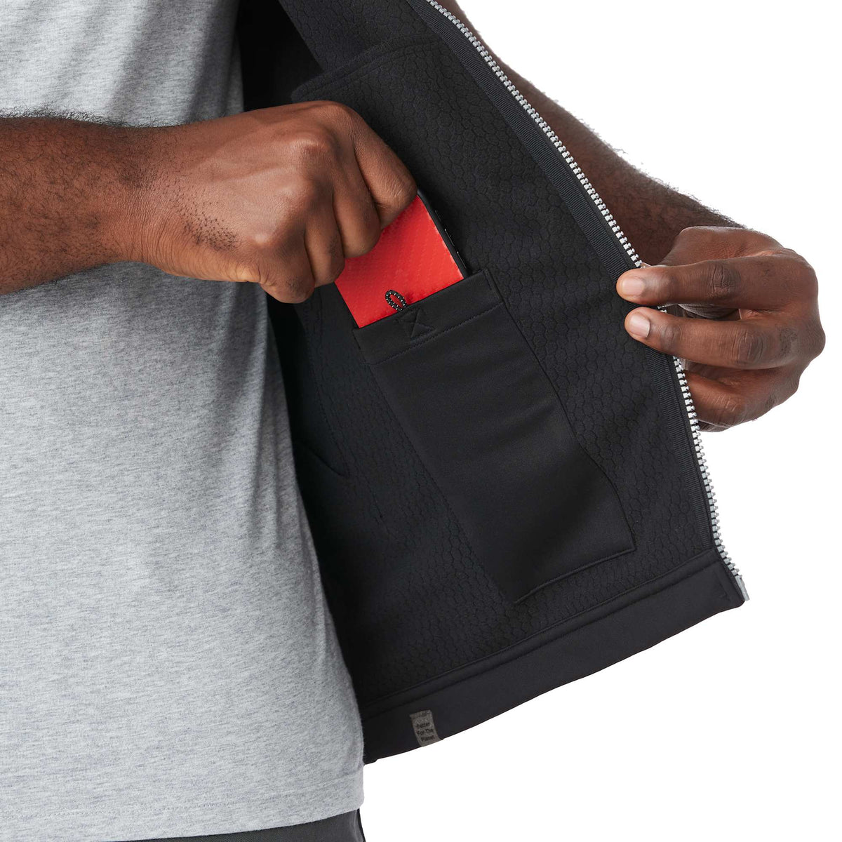 Joris Recycled Waterproof Softshell Vest for Men Embroidery - Black - Detail On Model 2