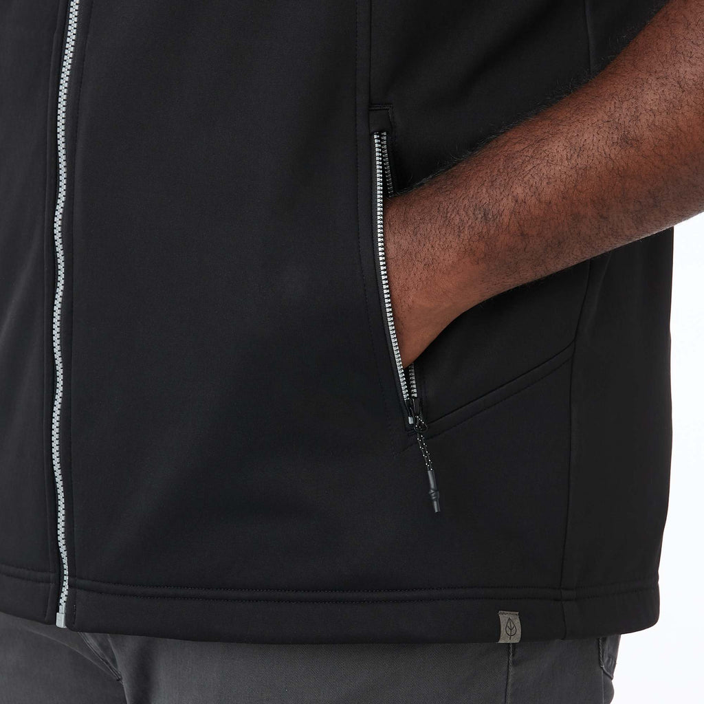 Joris Recycled Waterproof Softshell Vest for Men Transfer - Black - Detail On Model 3