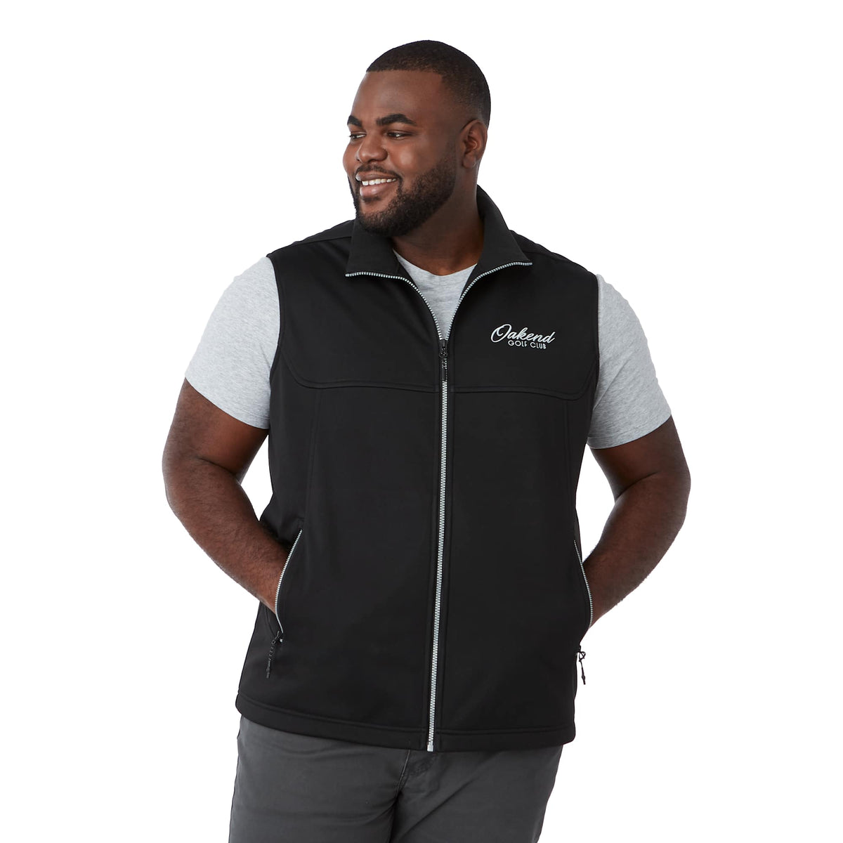 Joris Recycled Waterproof Softshell Vest for Men Transfer - Black - Front On Model