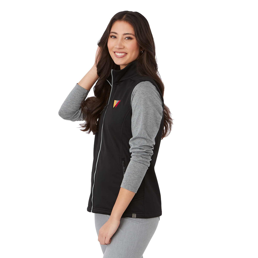 Joris Recycled Waterproof Softshell Vest for Women Embroidery - Black - Left Angle On Model 2