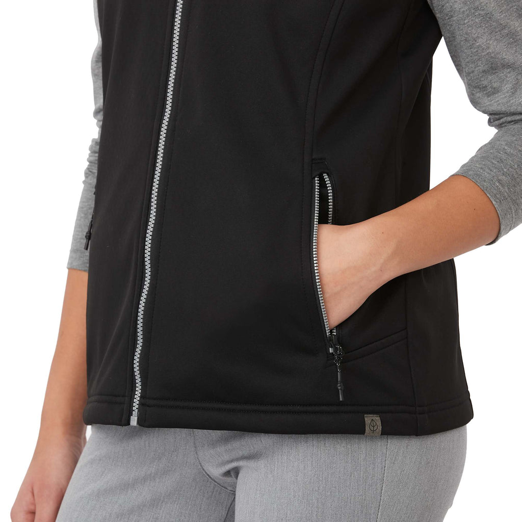 Joris Recycled Waterproof Softshell Vest for Women Transfer - Black - Detail On Model 3