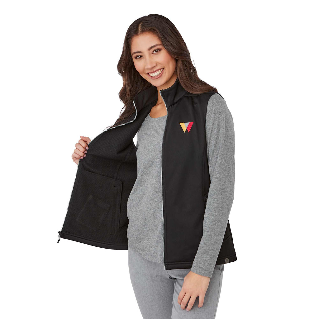 Joris Recycled Waterproof Softshell Vest for Women Transfer - Black - Detail On Model
