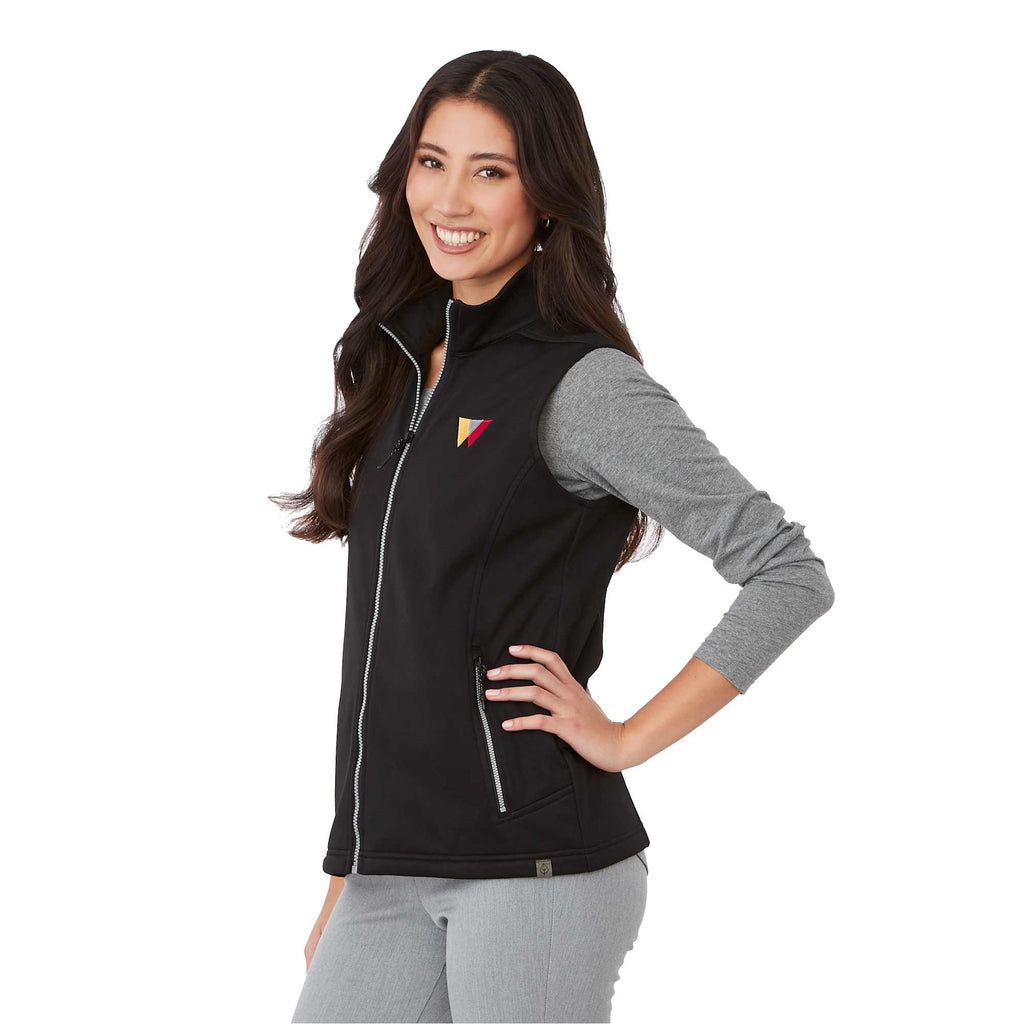 Joris Recycled Waterproof Softshell Vest for Women Transfer - Black - Left Angle On Model