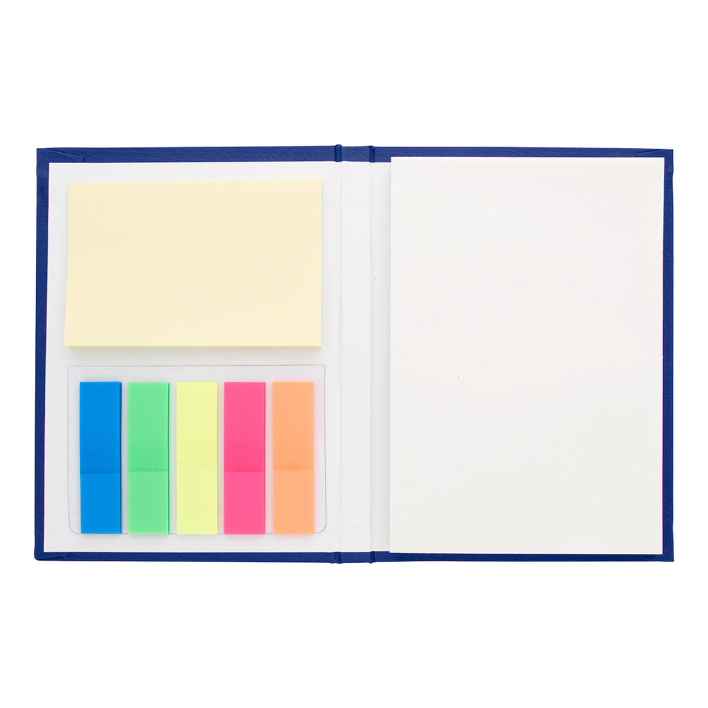 Jotter with Sticky Notes and Page Flags - Blue - Open