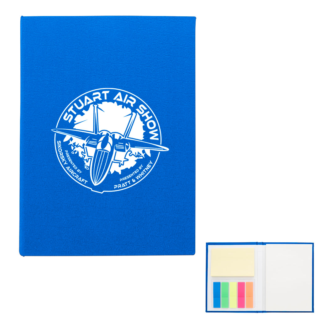 Jotter with Sticky Notes and Page Flags - Blue - Silk Screen