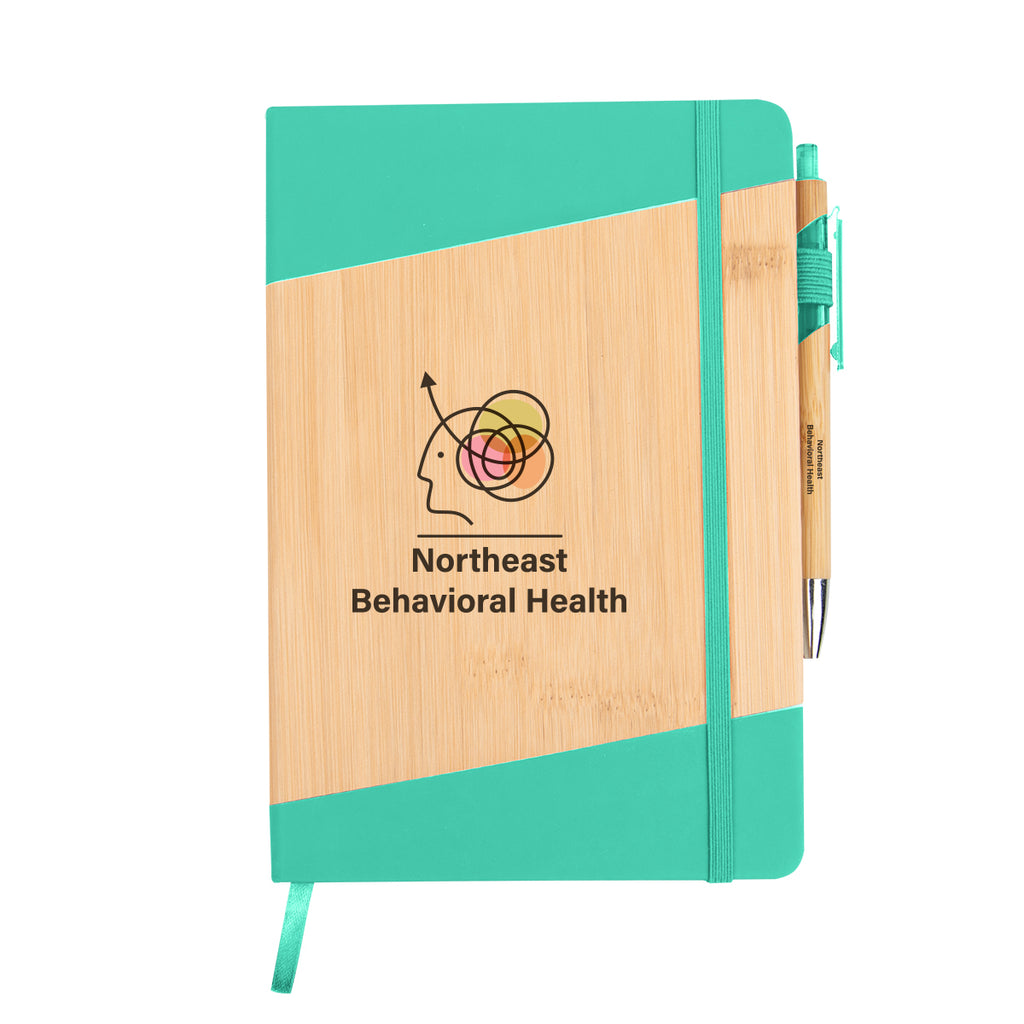 Journal and Pen in Bamboo Full Color - Teal - Full Color