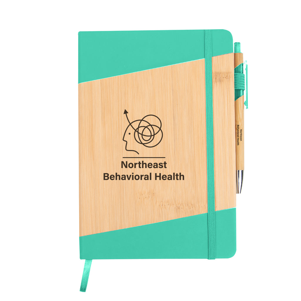 Journal and Pen in Bamboo - Teal - Silk Screen