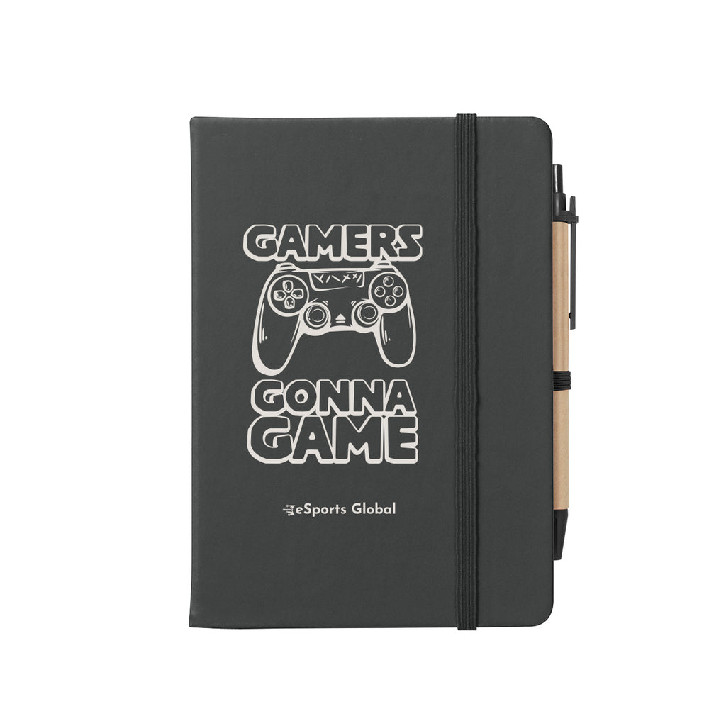 Journal Notebook with Sticky Notes and Flags Full Color - Black - Silk Screen