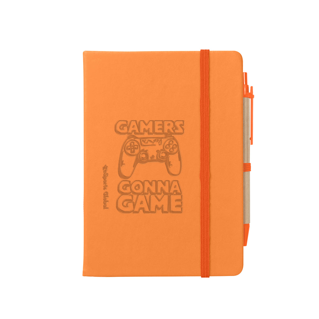 Journal Notebook with Sticky Notes and Flags Full Color - Orange - Debossing