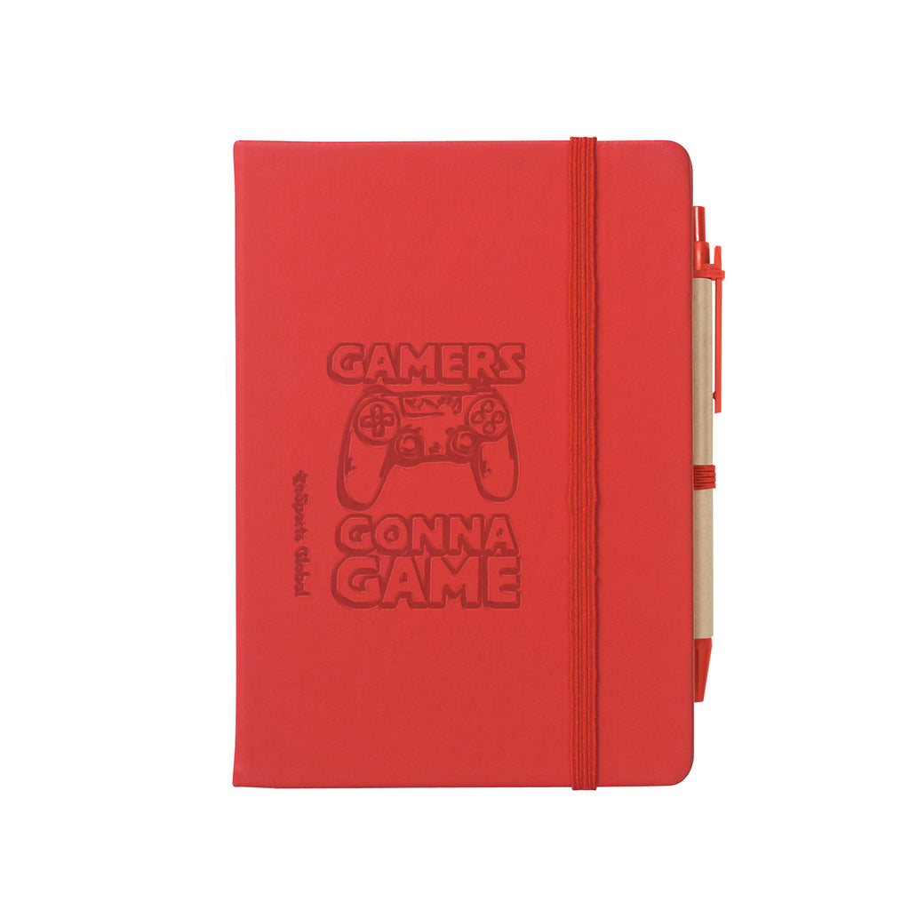 Journal Notebook with Sticky Notes and Flags Full Color - Red - Debossing