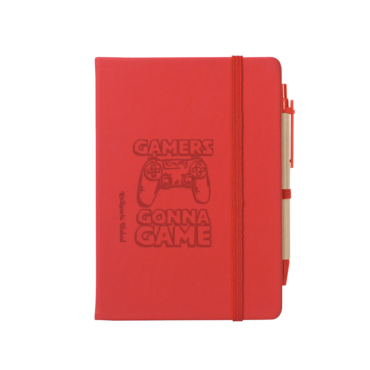 Journal Notebook with Sticky Notes and Flags Full Color - Red - Debossing