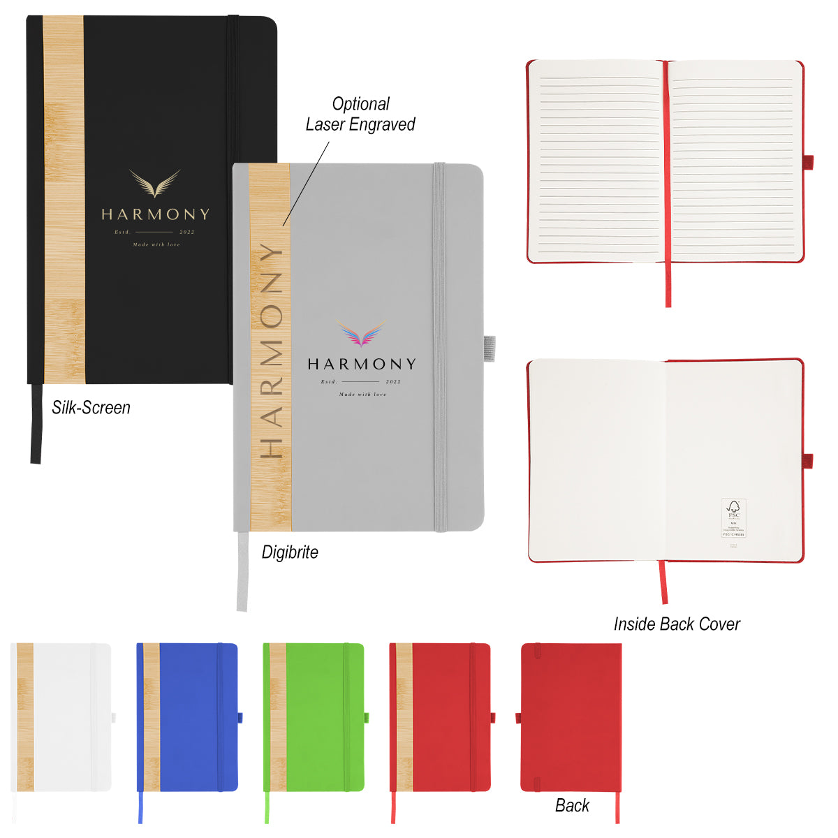 Journal with Bamboo Accent in Recycled PET Full Color