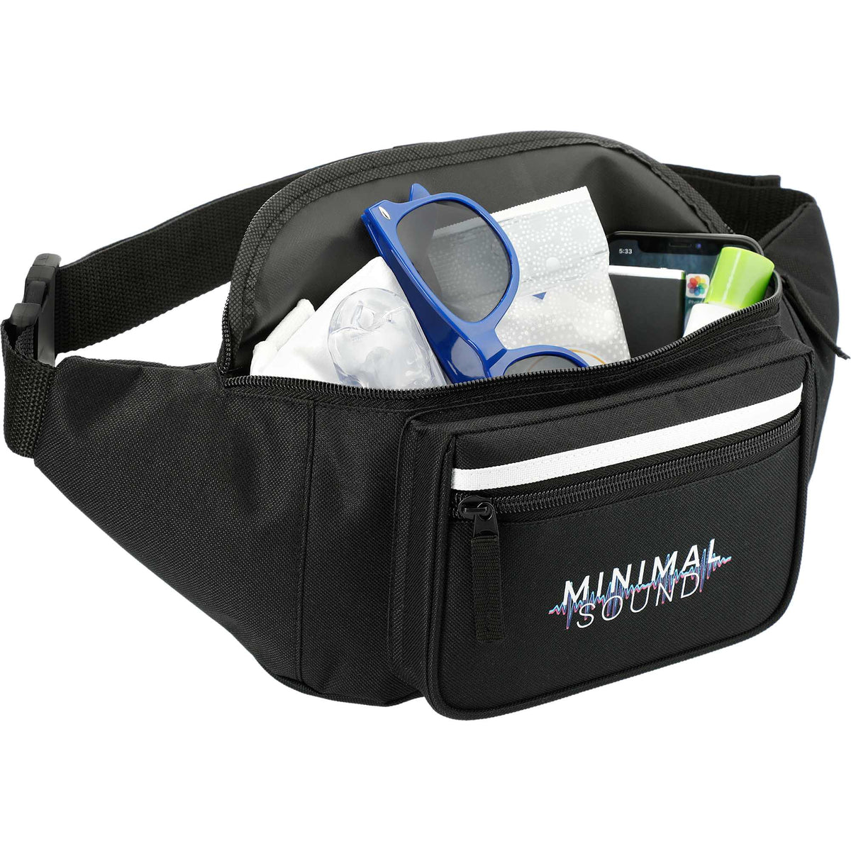 Journey Fanny Pack with Zippered Front Pocket Transfer - Black - Photo