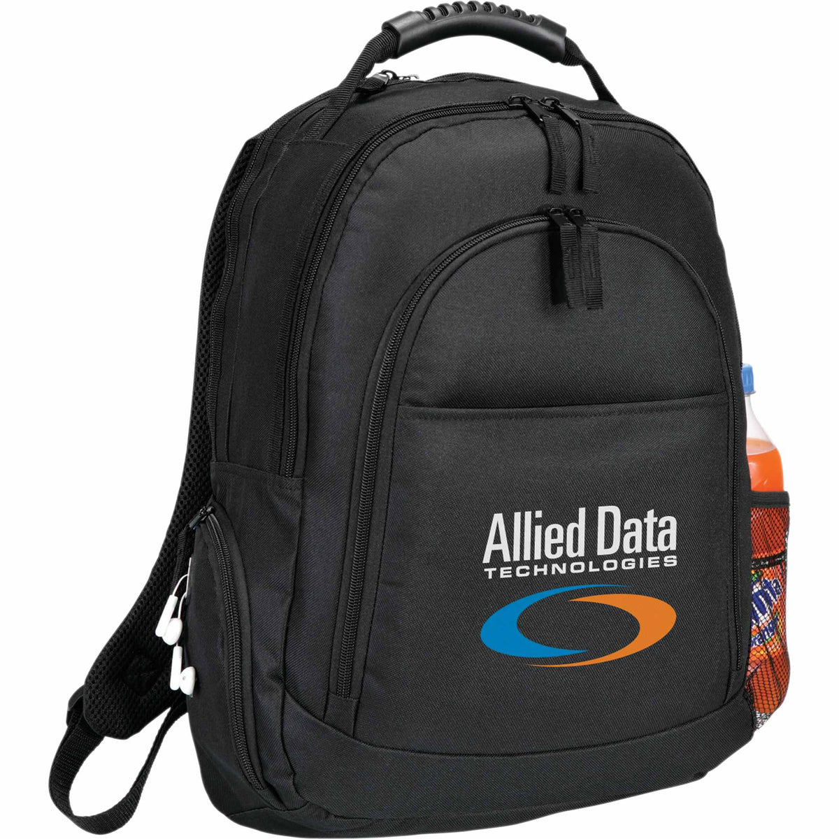 Journey Laptop Backpack with Media Pocket, 15 Inch Full Color - Black - Front