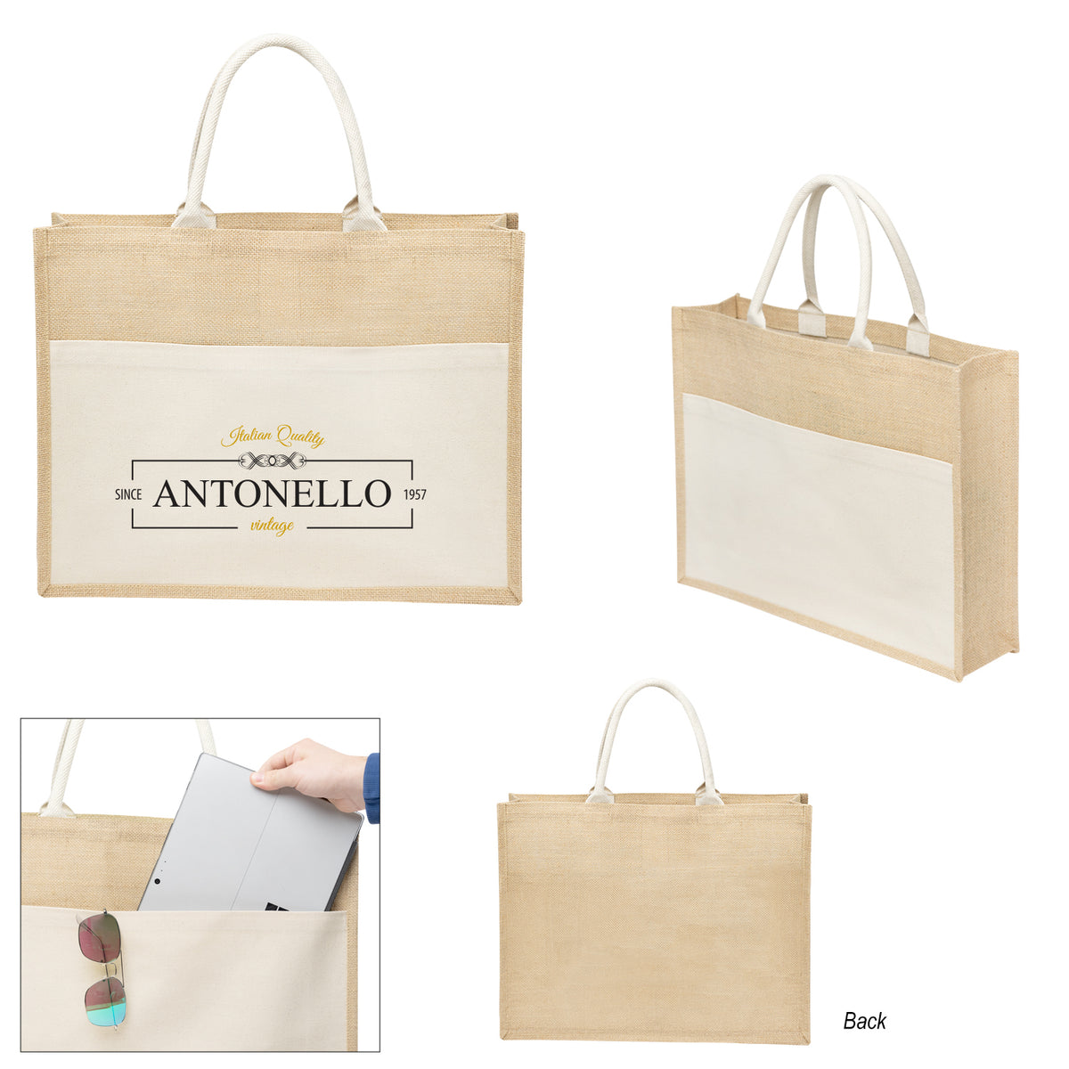 Julia Tote Bag in Jute - Natural - Colorbrite