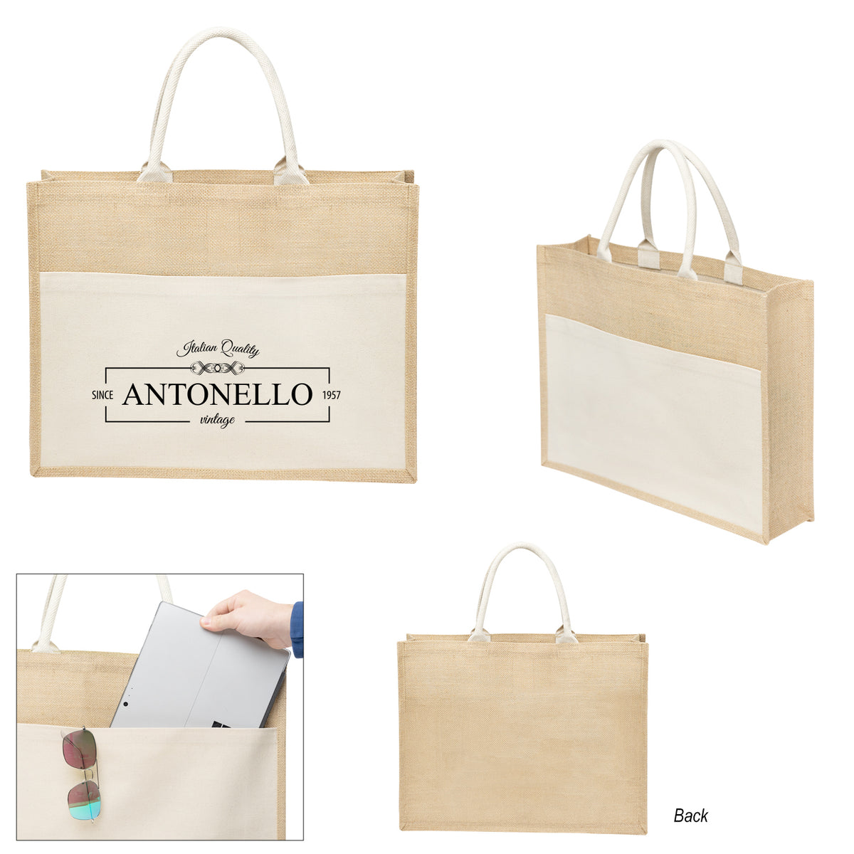 Julia Tote Bag in Jute - Silk Screen