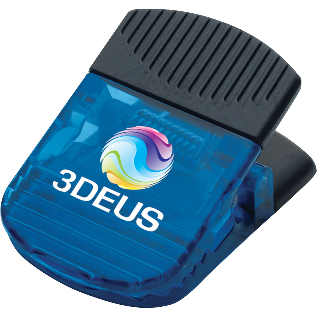 Jumbo Magnetic Clip with Rubber Grip Full Color - Transparent Blue - Photo
