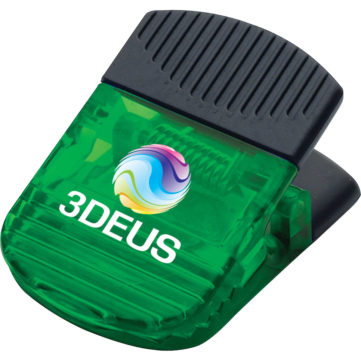 Jumbo Magnetic Clip with Rubber Grip Full Color - TrGrn - Front