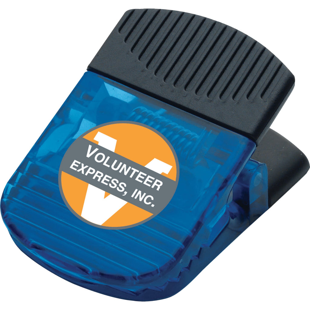 Jumbo Magnetic Clip with Rubber Grip - Transparent Blue - Front