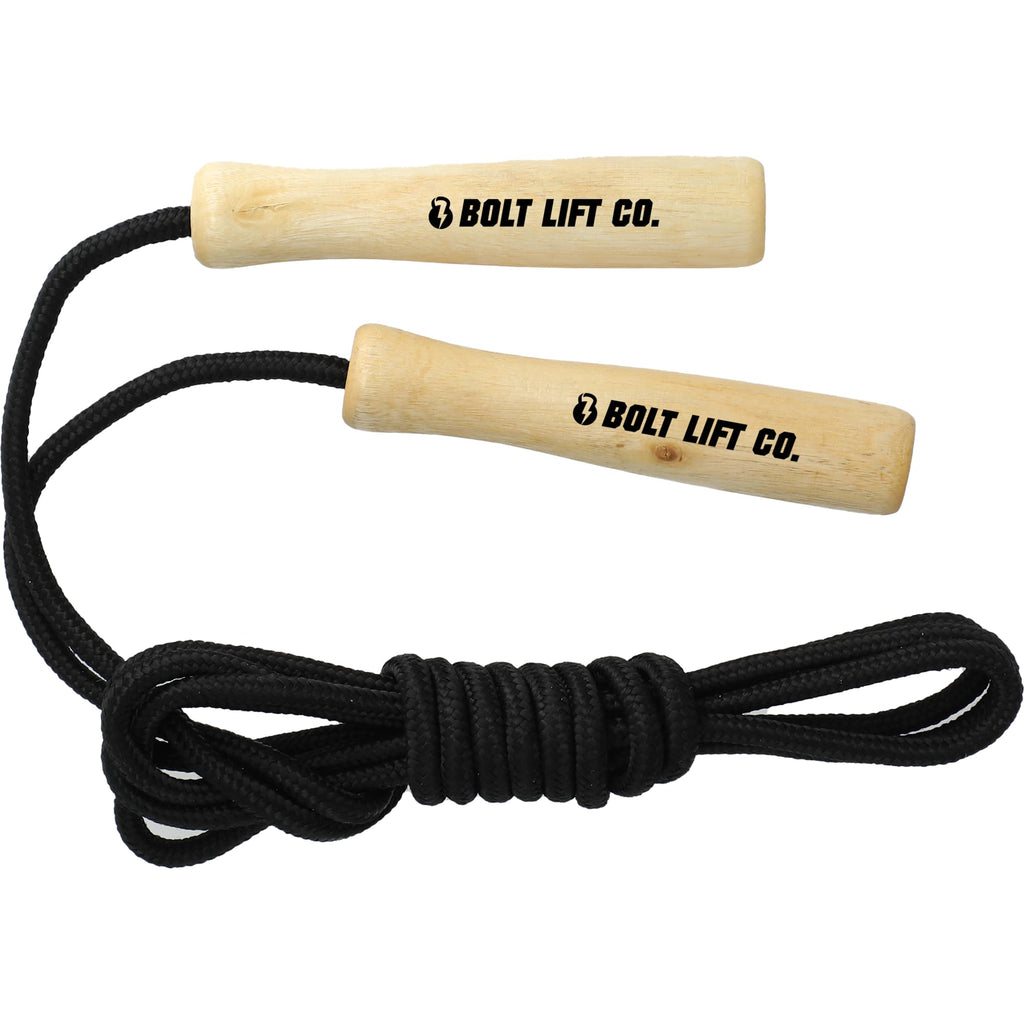 Jump Rope with Birch Wood Handles, 110 Inches - Black - Front 2