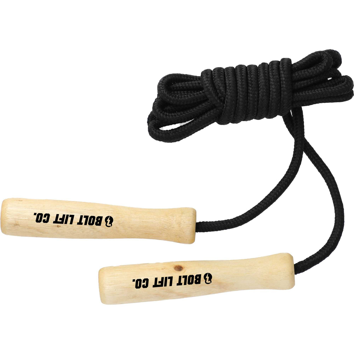 Jump Rope with Birch Wood Handles, 110 Inches - Black - Front 3