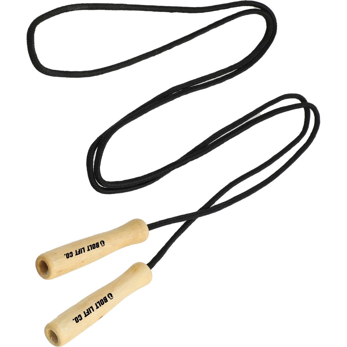 Jump Rope with Birch Wood Handles, 110 Inches - Black - Right Angle