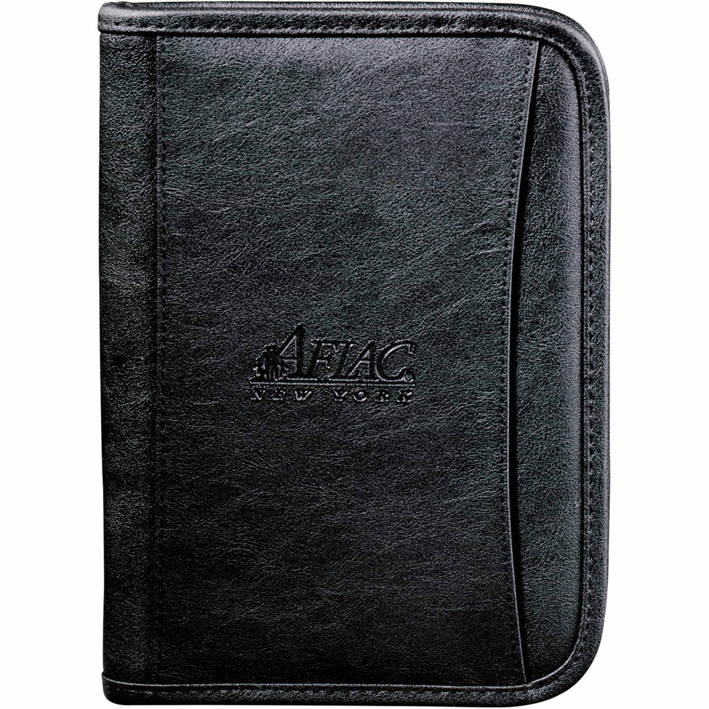 Junior Zippered Padfolio in Recycled Leather - Black - Front