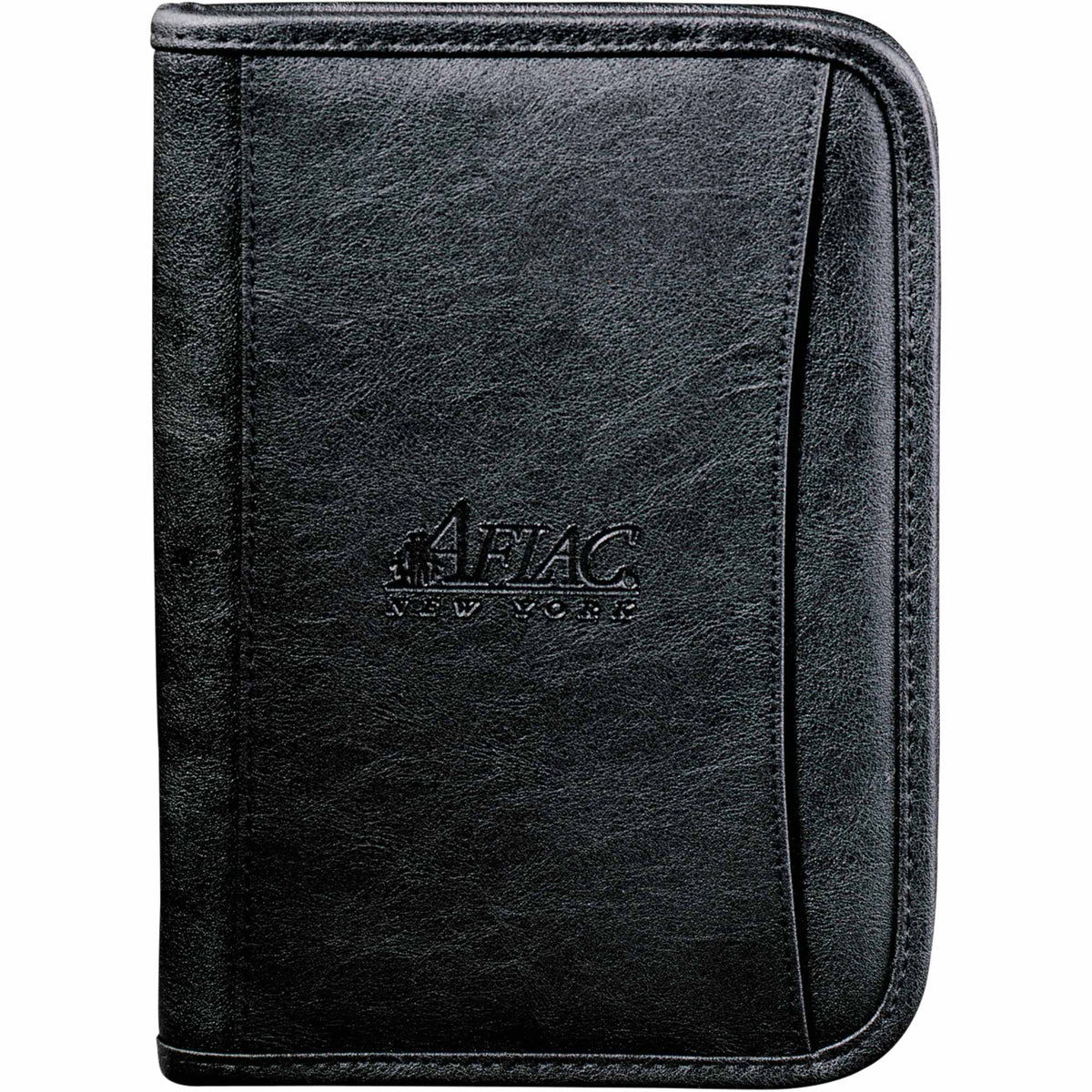 Junior Zippered Padfolio in Recycled Leather - Black - Front