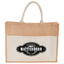 Jute Shopper with Recycled Cotton Front Pocket Embroidery - Natural - Front