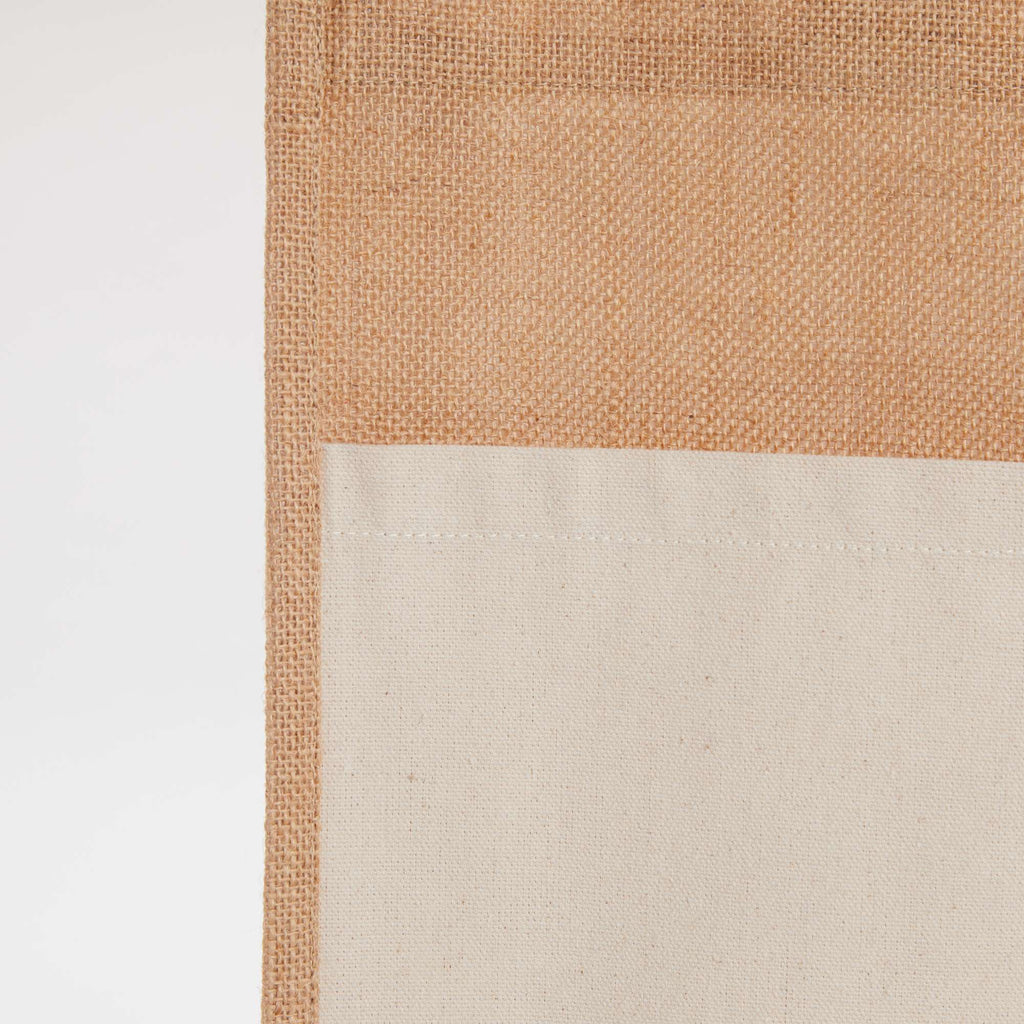Jute Shopper with Recycled Cotton Front Pocket Embroidery - Natural - Photo 2