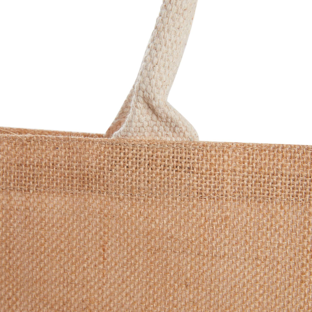 Jute Shopper with Recycled Cotton Front Pocket Embroidery - Natural - Photo