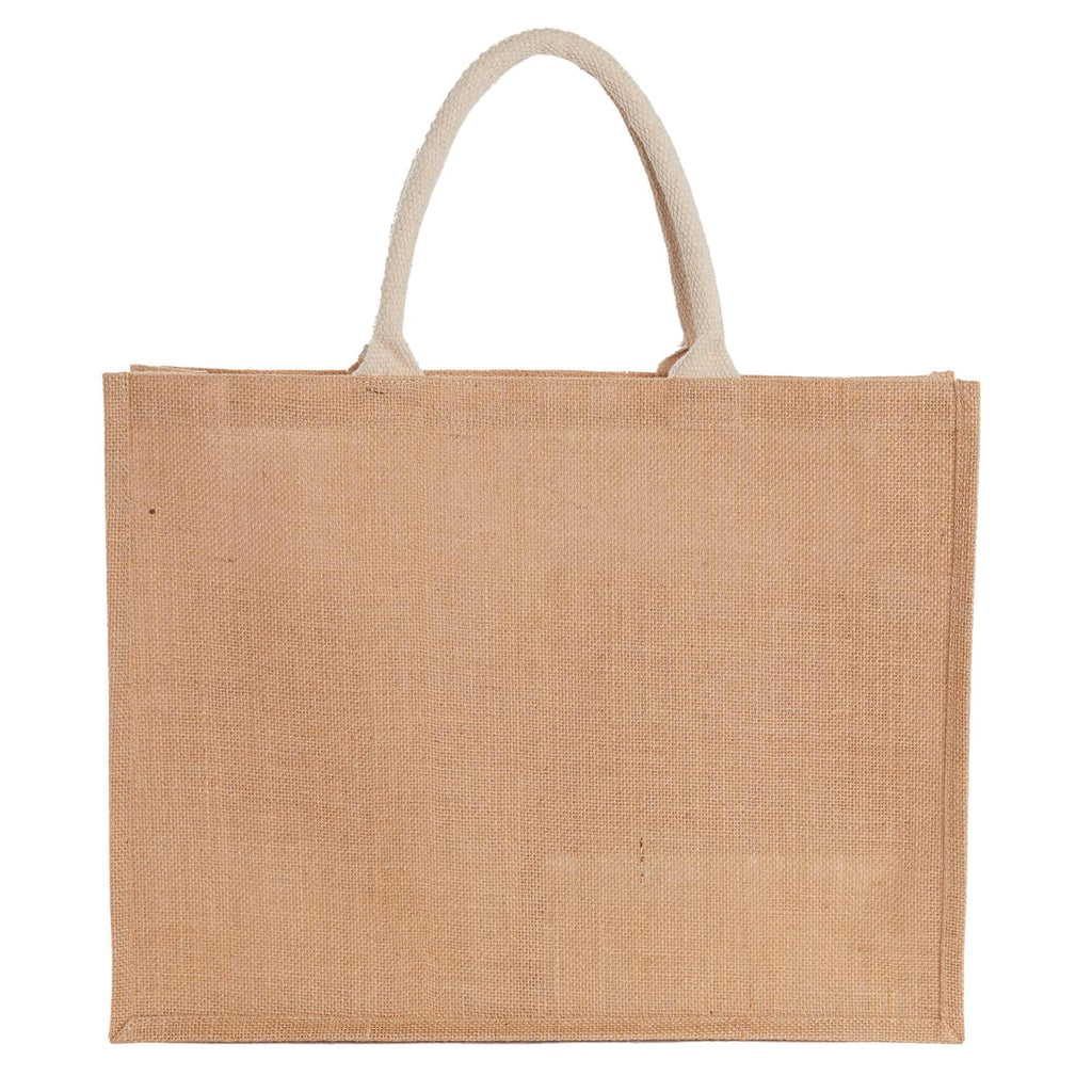 Jute Shopper with Recycled Cotton Front Pocket - Natural - Back