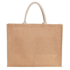 Jute Shopper with Recycled Cotton Front Pocket Transfer - Natural - Back