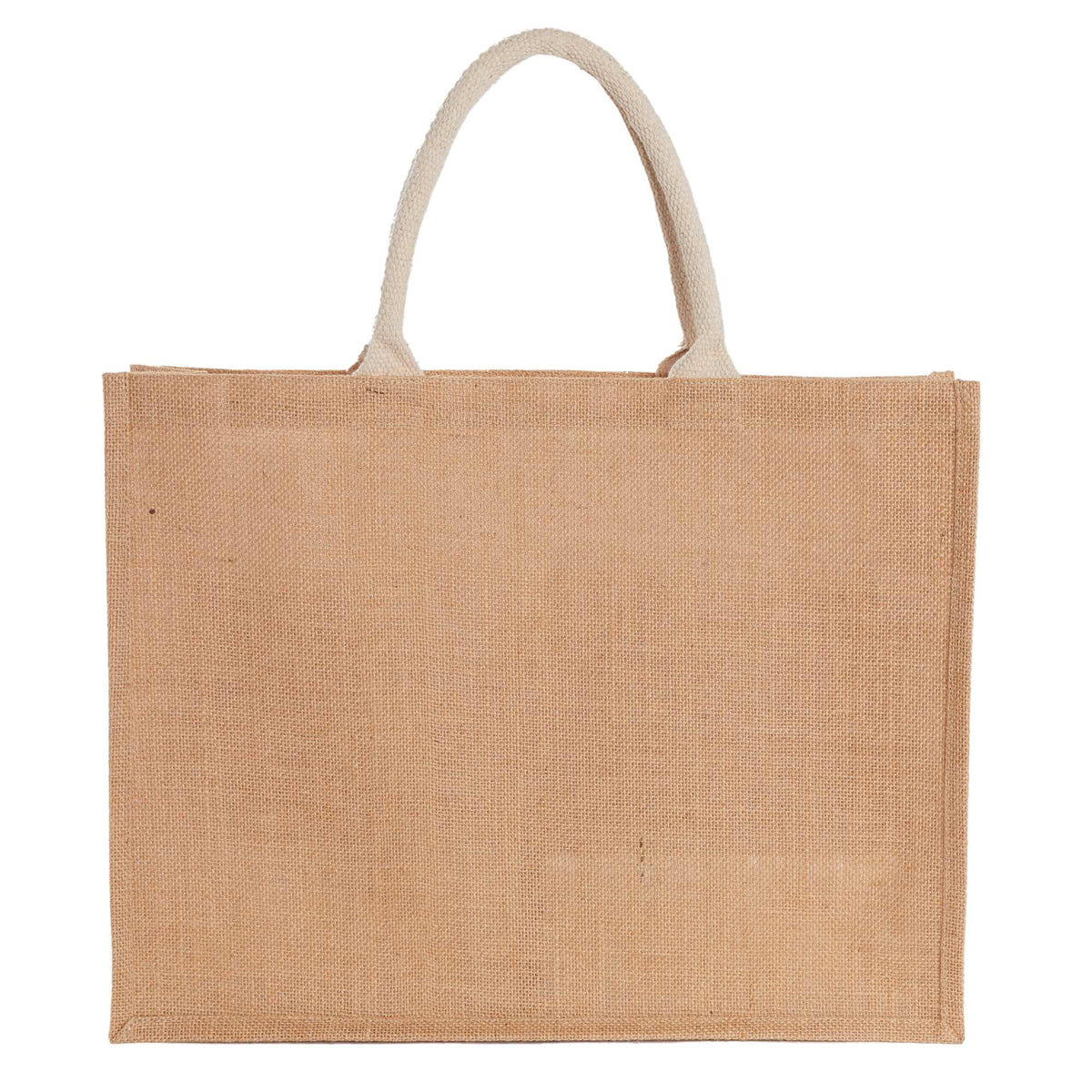 Jute Shopper with Recycled Cotton Front Pocket Transfer - Natural - Back
