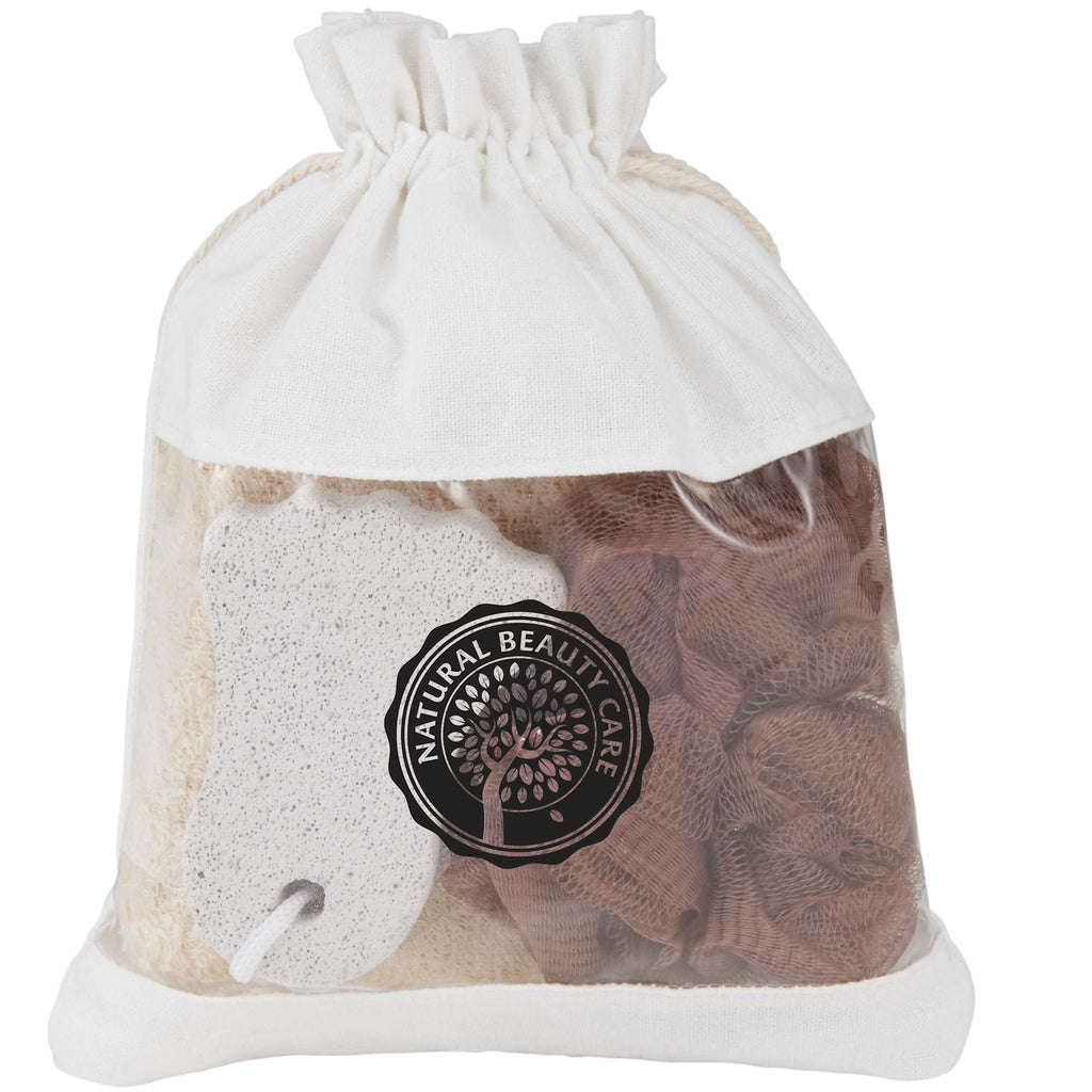 Jute Spa Set with Loofah, Pumice and Sponge - Natural - Front