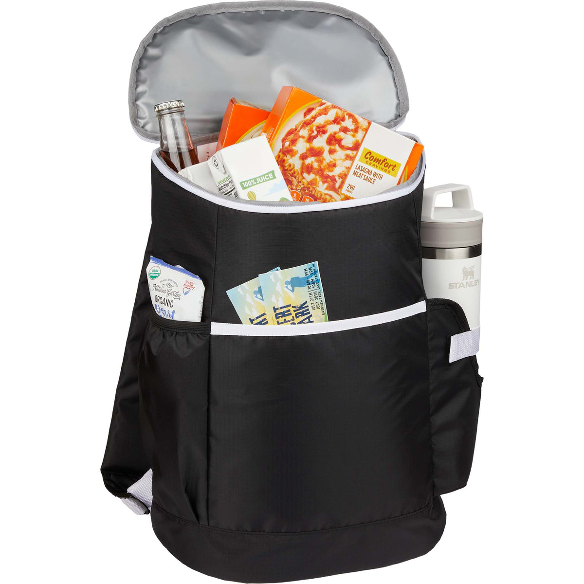 Kade Recycled Backpack Cooler for 24 Cans Full Color - Black - Propped