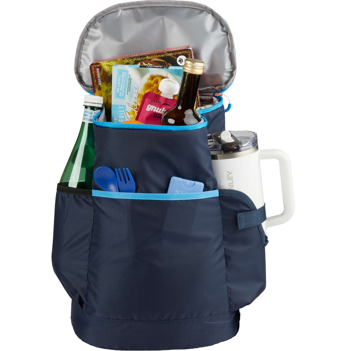 Kade Recycled Backpack Cooler for 24 Cans Full Color - Navy - Propped Use This