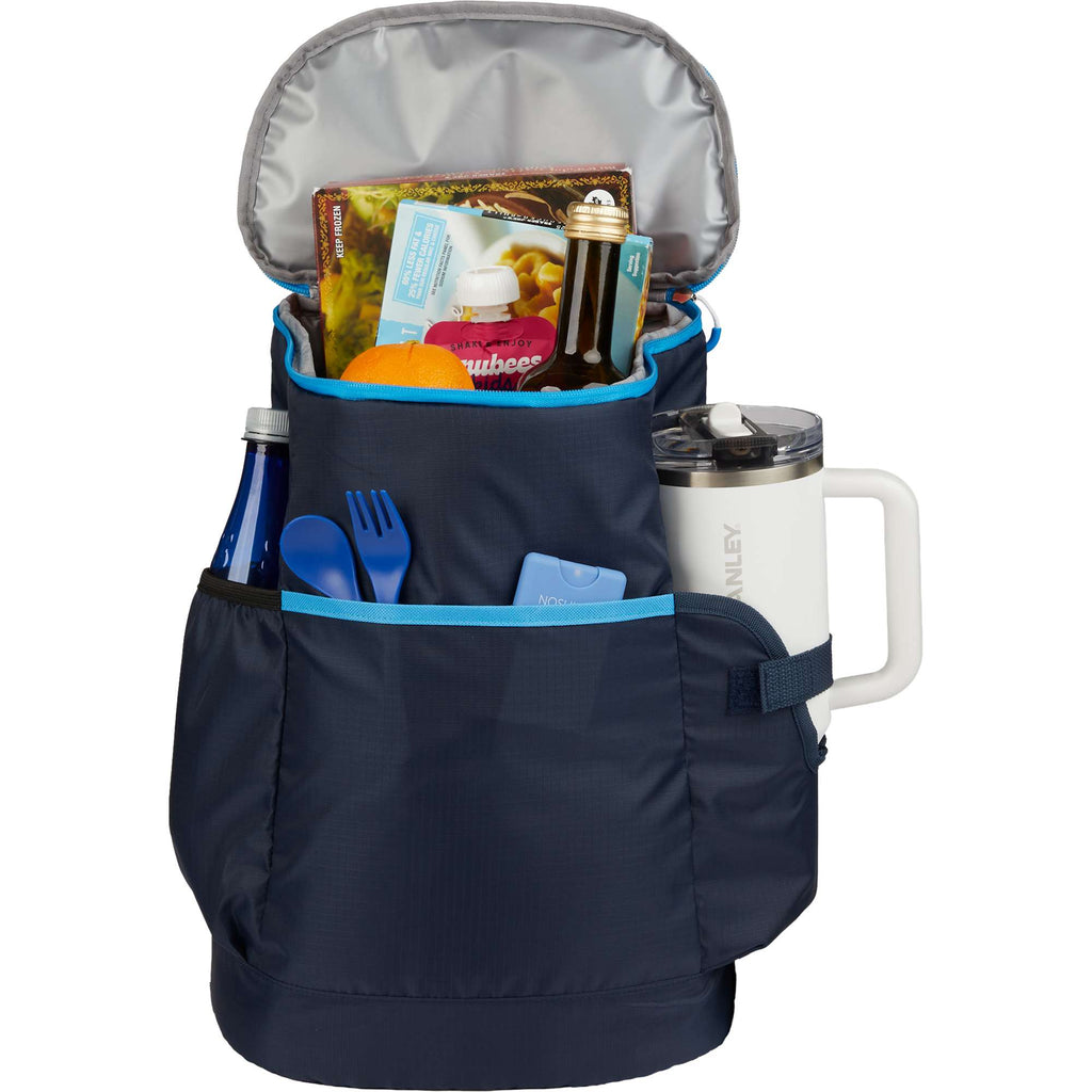 Kade Recycled Backpack Cooler for 24 Cans - Navy - Propped Vecro Smooth