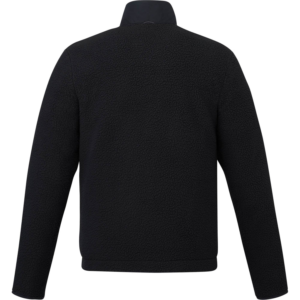 Kahuzi Recycled Sherpa Fleece Full Zip Jacket for Men Embroidery - Black/Black - Back